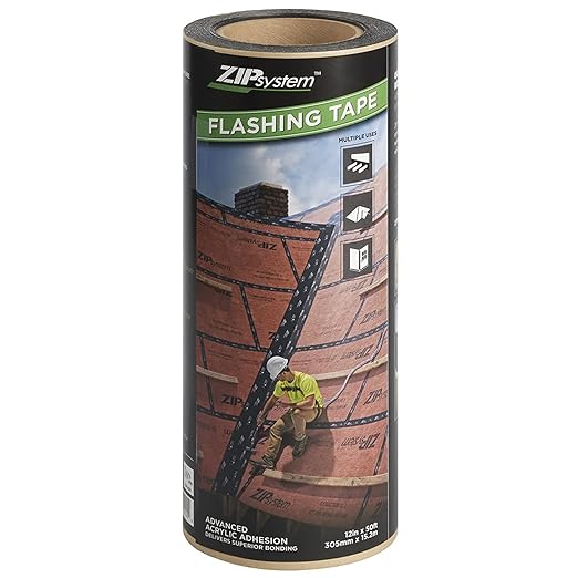 ZIP System Flashing Tape - Adhesive Flashing Tape - Advanced Acrylic Adhesive - Professional-Grade - Weather Protection - for Windows, Doors, & Rough Openings - 12" x 50' Roll