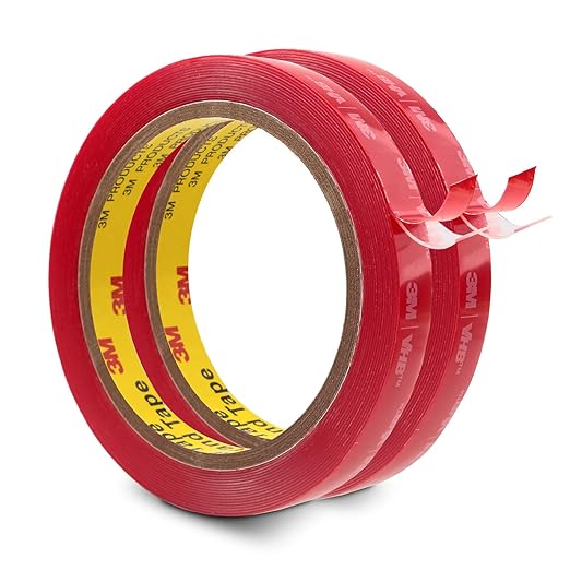3M Double Sided Tape 0.5''x15.4Ft 2 Pack Clear 4905 Heavy Duty Mounting Adhesive Waterproof Foam Tape for Car Home Office Deco, 0.02in Thick