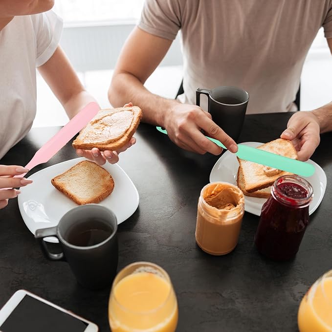 3pcs Silicone Jar Spatula Heat Resistant Kitchen Spatulas with Long Handle, Mixing Batter Scraper Jam Spreader Cake Cream Butter Spatulas for Jars Baking Cake Icing (Pink&Yellow&Light Green)