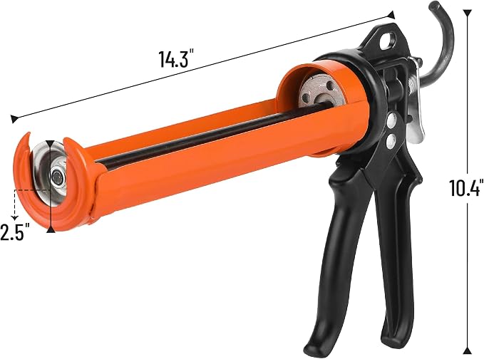 Bates- Caulking Gun, 24:1 High Thrust Ratio, Orange, Caulking Tool Gun, Heavy Duty Caulk Gun No Drip Caulk Gun, Hand Caulking Guns, Silicone Gun, Caulking Gun Tool