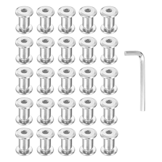 PATIKIL M6x6mm Hex Chicago Screws 8x10mm, 20Pcs 304 Stainless Steel Metric Hex Drive Socket Cap Binding Post Screw Posts for Scrapbook Leather Belt Album Furniture Repair, Silver