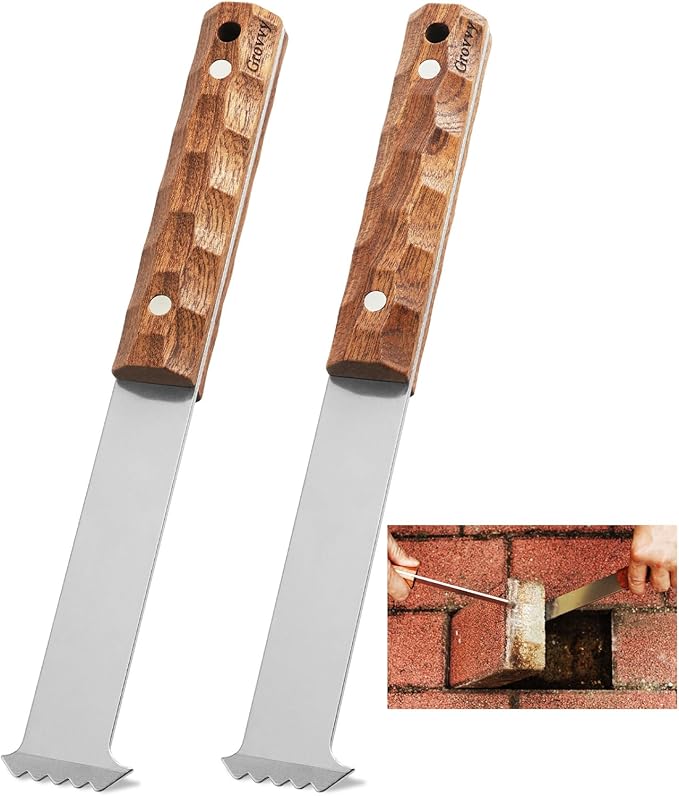 Upgraded Paver Removal Tool, Sapele Hardwood Handle & Dual-Height Joint Scraper, Heavy-Duty Steel Paver Lifter & Puller, Brick Block Driveway Garden Yard Patio Paver Extractor Tool