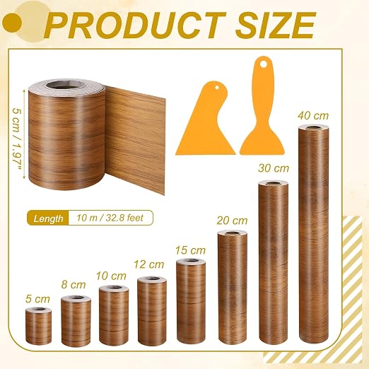 PATIKIL Wood Grain Repair Tape, 2" x 33' Self Adhesive Realistic Wood Tape with Scraper Durable Repair Patch for Furniture Floor Window Door Table DIY Home Decor, Ash-Tone Grain
