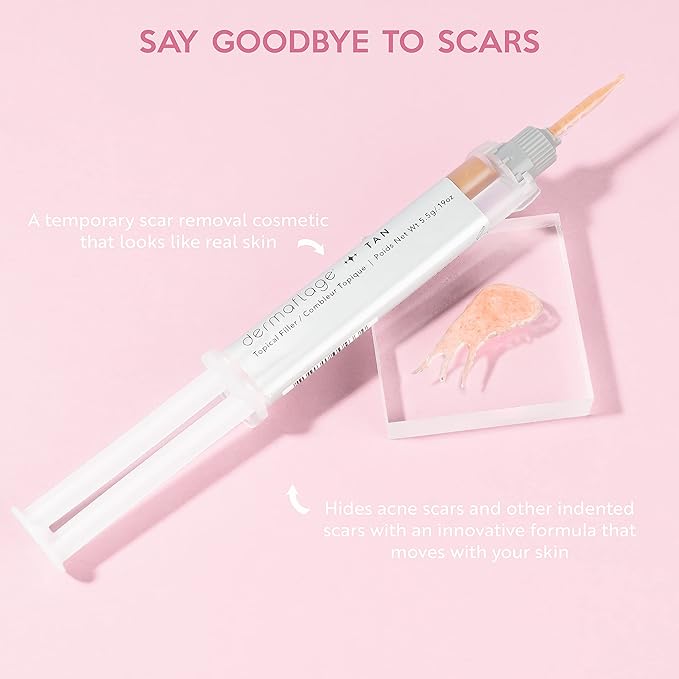 Dermaflage Scar Filler Kit - Porcelain - Deep Scar Cover and Waterproof Concealer for Acne Scars Wrinkles, and Ice Pick Scars Makeup, 1 mo supply