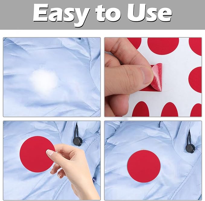 Waterproof Self-Adhesive Fabric Repair Tape - Tent Repair Kit,51pcs Nylon Fabric Patches for Tent, Jacket, Clothes, Puffer Down Jacket,Sleeping Bag, Outdoor Gear Tenacious Repairs Tape, Dark Red