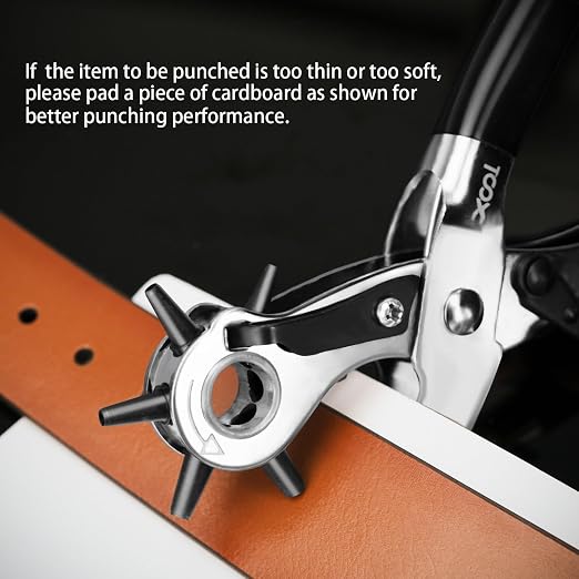 XOOL Belt Hole Puncher for Leather, Precision Multi-Size Leather Hole Punch for Watch Bands, Straps, Collars, Saddles, Shoes, Fabric, DIY Home, Craft Projects