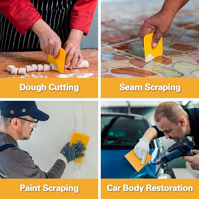 Body Filler Spreaders (Pack of 100) - 6 Inch Yellow Reusable Auto Body Plastic Filler Spreader Tool for Automotive Body Applying Fillers, Putties, Glazes, Caulks - Autobody Paint Repairs