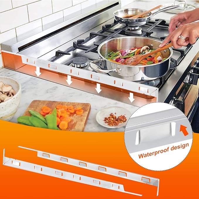 uxcell Stove Gap Covers, Kitchen Stove Gap Filler, Aluminum Oven Gap Cover 25.59 in Length, Heat Resistant and Easy to Clean, Protect Gap Filler Sealing Spills on Countertop Stove, Silver