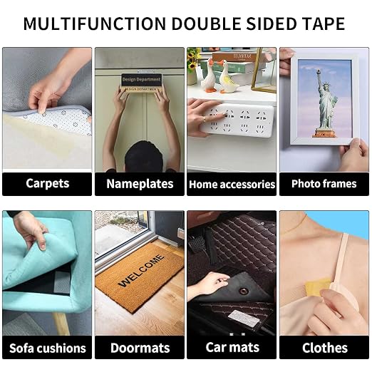 Birllaid Double Sided Fabric Tape Heavy Duty,Clear Tape for Clothes,Double Stick Carpet Tape,Fabric Tape Multifunctional Double Sided 2inchx33FT 10m High Stickness Strong 2 Sided Tape