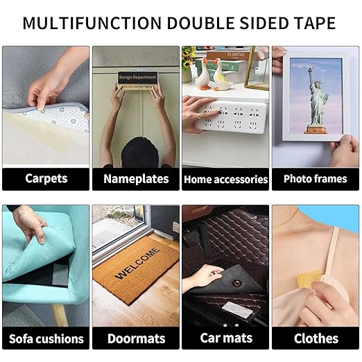 Birllaid Fabric Tape Multifunctional Double Sided Tape,Clear Tape for Clothes,Double Stick Carpet Tape Heavy Duty 1inchx66FT 20m High Stickness Strong 2 Sided Tape