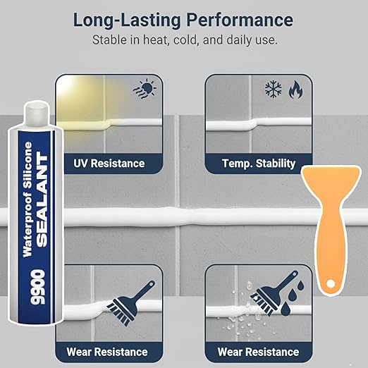All-Purpose Super-Bonding Structural Sealant, 9900 Sealant Waterproof, Waterproof Adhesive 9900, Multi-Surfaces Adhesive for Roof Bathroom Tile (Black-1PCS)
