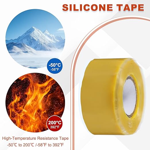 uxcell Self Fusing Silicone Tape, 1" x 10ft Waterproof Water Leak Sealing Tape for Plumbing Pipe Hose Repair Handles, Yellow