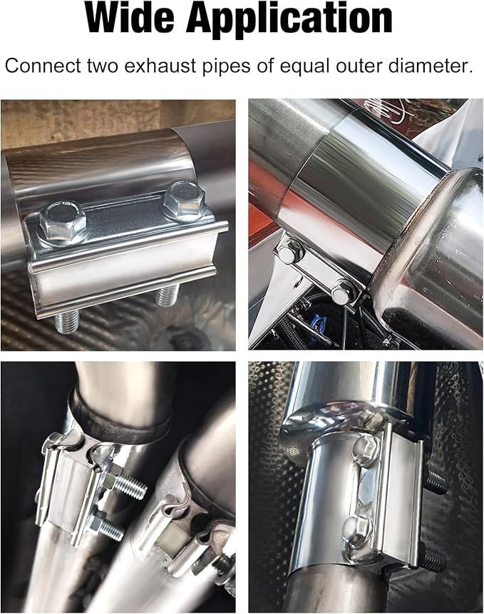 EVIL ENERGY 3.5 Inch Exhaust Clamp, 3 1/2" Butt Joint Band Clamp Sleeve Coupler Stainless Steel for Pipes, Mufflers, Catalytic Converters 1PCS