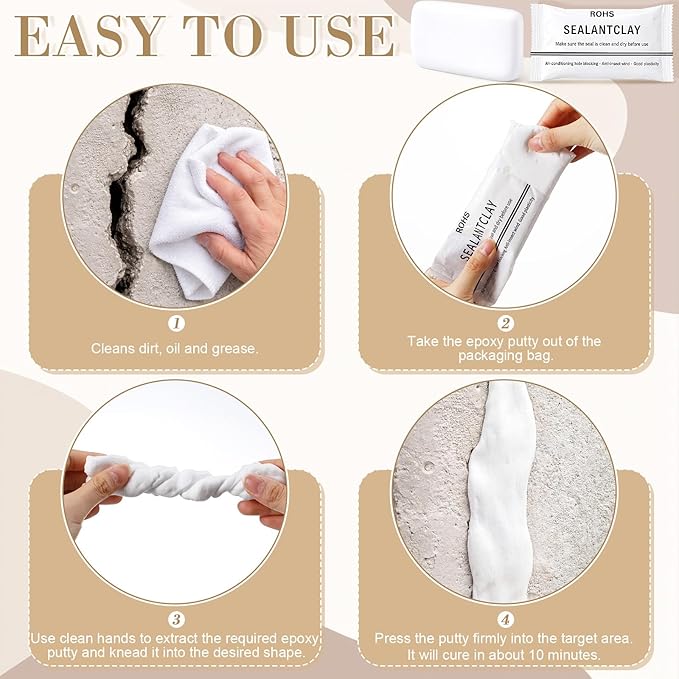 30 Pack White Seal Putty Waterproof, Sealant Mastic Clay, Repair Sealing Clay Wall, Waterproof Seal Putty, Quick Mending Mud for Drain Connection, Wall Hole, Air Conditioning Hole (0.06lb)