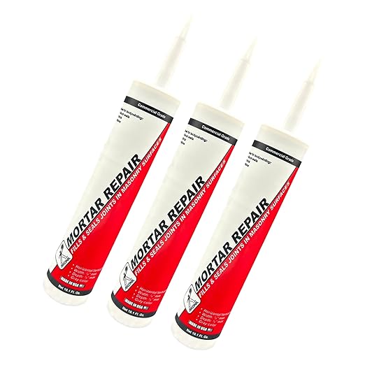 Akona Mortar Repair Tube for Tuckpointing, Sealing, and Repairing Stone, Brick, and Block Walls, Gray, Paintable, Fast Drying (10 Ounce, 1) (Pack of 3)