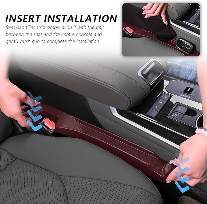 3 in 1 Car Seat Gap Filler Organizer,2PCS Multifunctional Car Seat Gap Plug with Storage Slot & Hook Function,Anti-Drop Cars Gaps Seats Filler Cars Clutter Catcher for SUVs Truck (Red)
