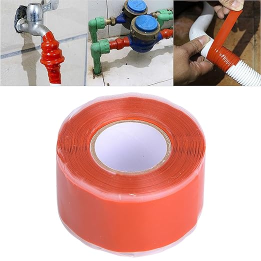 Tape Strong Adhesion PVC PPR Pipes Repairing Supplies White Red Quick Seal No Replacement Needed Flexible Durable for Home Plumbing Leak Fix (Red)