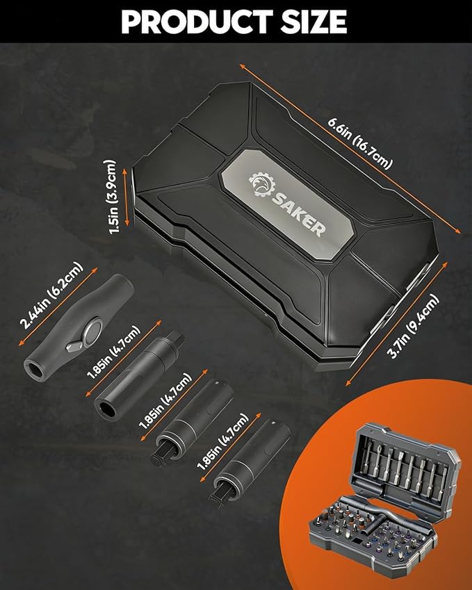 Saker 42-in-1 Magnetic Screwdriver Kit with T Handle Multi-Bit Ratchet Screwdriver Set for Home, Computer, Bicycle, Furniture, DIY Gifts Dark Grey