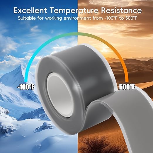 4-Pack Gray Self Fusing Silicone Tape (40 Ft Total) - Industrial Grade Rubber Tape for Metal Pipe Repair & Conduit Sealing - Waterproof, Air-Tight & Easy-Peel Insulation Wrap