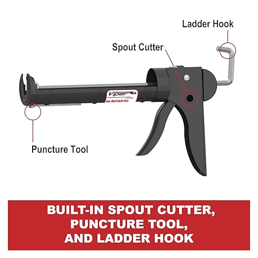 Albion Engineering H10XD Viper Line Manual Barrel Cartridge Caulking Gun with Hex Rod, No Drip, 1/10 Gallon (10 oz), 10:1 Drive
