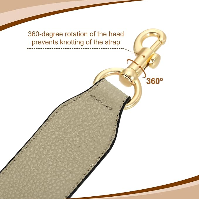 uxcell 22.83 Inch PU Leather Short Bag Strap with Clasp, Purse Handles Handbags Replacement Straps for Clutch Bag Crossbody Underarm Bags, Khaki, Light Gold Buckle