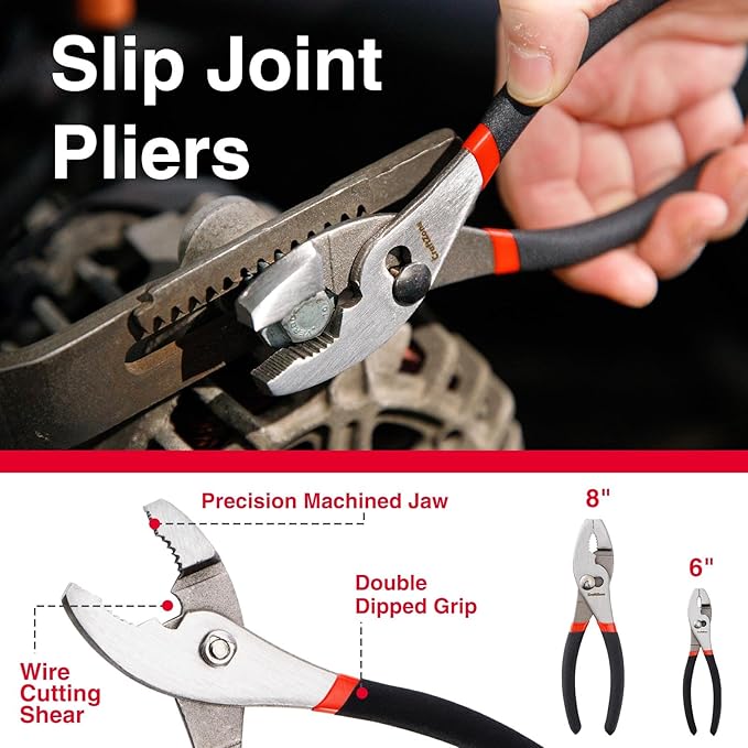 7 Piece Pliers Set with Joint, Long Nose, Linesman,Water Pump and Diagonal Pliers for Home DIY Automotive Repair