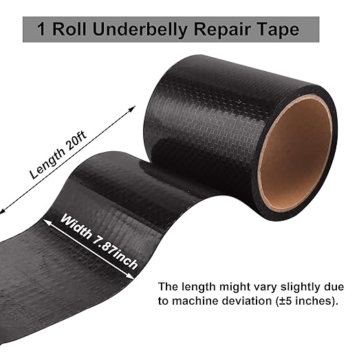 PlusRoc RV Underbelly Material RV Underbelly Tape Waterproof Flex Belly Tape with Permanent Sealing Adhesive for Mobile Home, Camper Travel Trailer, Tear Repair Patch(7.87'' x 20')