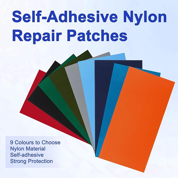 Self-Adhesive Nylon Patches Tent Repair Kit – Outdoor Gear Tenacious Repair Tape, Waterproof Fabric Patches for Clothes, Tent, Down Jacket, Backpack (8pcs, Navy