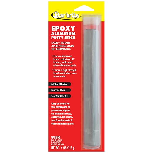 STAR BRITE Waterproof Epoxy Aluminum Putty Stick - Quick & Permanent Repairs for Boats, RVs, Outdrives, Tanks and More - Works Underwater, Easy to Use, Bonds Fast