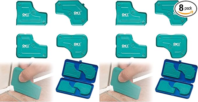 ORXPLUS Tools 4 Pieces Caulking Tool Kit Silicone Sealant Finishing Tool for Silicone Sealant Grout Finishing Sealing, Green (Pack of 2)