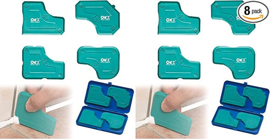 ORXPLUS Tools 4 Pieces Caulking Tool Kit Silicone Sealant Finishing Tool for Silicone Sealant Grout Finishing Sealing, Green (Pack of 2)