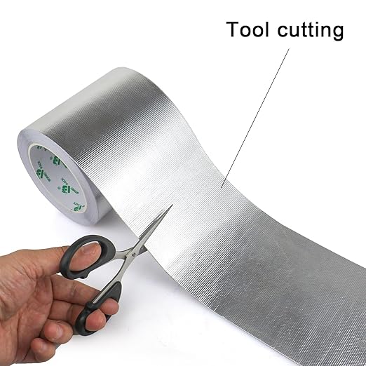 BOMEI PACK Adhesive Aluminum Foil Heat Shield Tape 1 Pack 5 inch x 66ft, Barrier Fiberglass Thermal Insulation Reflective Material High Temp Protectionn