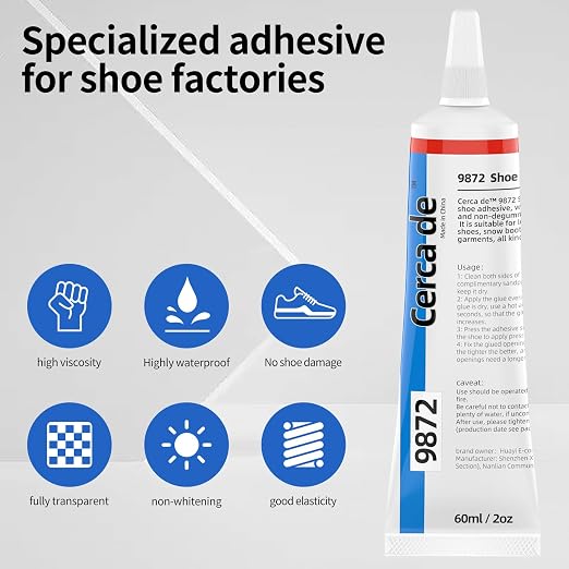 Shoe Glue Heavy Duty，Shoe Sole Repair Adhesive，Clear, Waterproof, high Strength, Strong.Shoe Cement for Sneakers, Leather Shoes, Hiking Shoes, Boots, Sandals, 2oz.