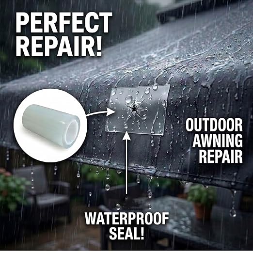 Clear Waterproof Repair Tape 5 Inch x 10FT, Heavy Duty Vinyl & Tarp Patch Tape for Tent, RV Awning, Boat Cover, Sail, Underbelly, Inflatable and Outdoor Fabric Repairs