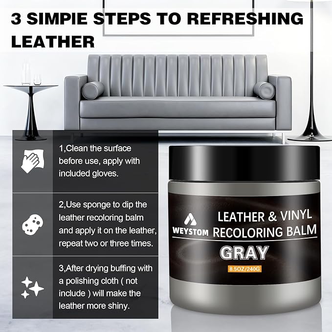 Leather Recoloring Balm, Color Restorer Conditioner, Leather Dye for Furniture, Couch Paint and Repair, Scratch Remover, Leather Color for Couches, Leather Repair Kits