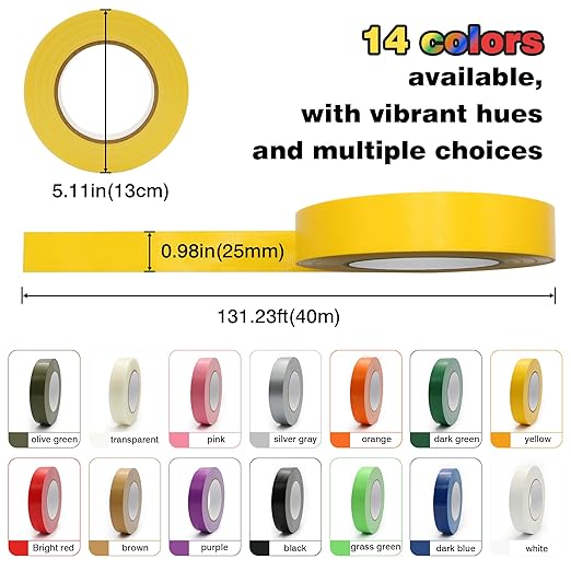 Duct Tape 1 Inch X 44 Yards, 8.5 mil Thickness, Heavy Duty Clear Duct Tape, No Residue, Waterproof, Tear by Hand for Repairs, Industrial, Professional Use