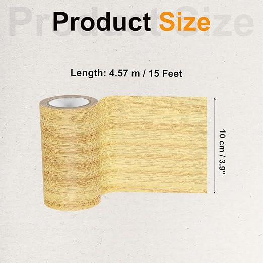 PATIKIL Wood Grain Tape 4" x 15 Ft, Self-Adhesive Wood Texture Repair Tape Realistic Wooden Effect Patch for Furniture Cabinets Floor Walls,Yellow Oak