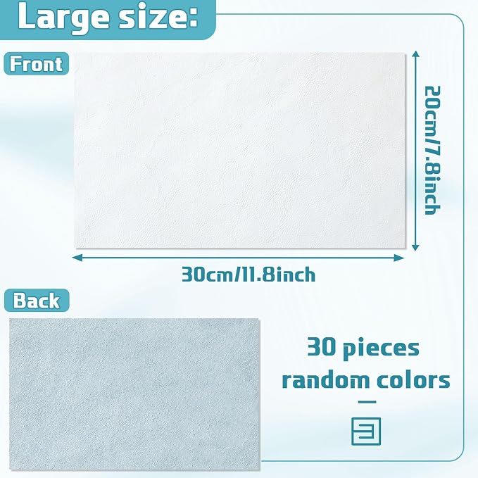 Amylove 30 Pcs Genuine Leather Scraps for Craft 12 x 7.8 Inch Tooling Leather Sheets Material(Light Colors)
