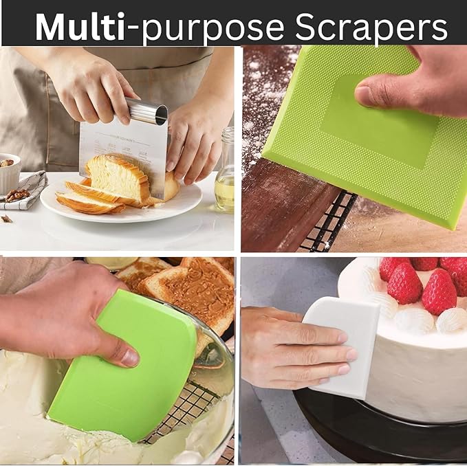 BOORIKA Dough Scraper & Bench Scraper Kitchen – Stainless Steel Sourdough Tools – Dough Cutter for Sourdough Bread, Pizza, and Flat Top Griddles – Chef Approved (Silver)