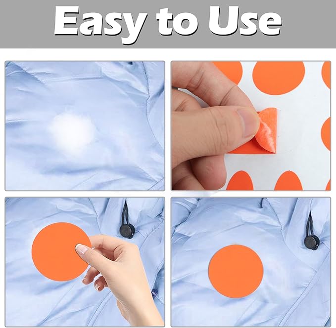 Waterproof Self-Adhesive Fabric Repair Tape - Tent Repair Kit,51pcs Nylon Fabric Patches for Tent, Jacket, Clothes, Puffer Down Jacket,Sleeping Bag, Outdoor Gear Tenacious Repairs Tape, Orange