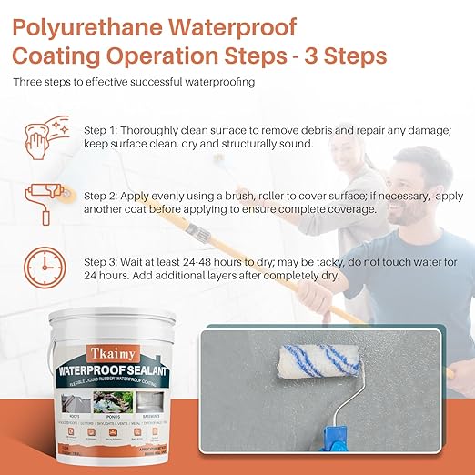 Tkaimy Transparent Waterproof Coating Agent, 5 Gallon, Invisible Waterproof Sealant Leak Repair, Indoor & Outdoor Roof, Shower, Wall, Kitchen, Skylight, Clear Water Proof Sealant