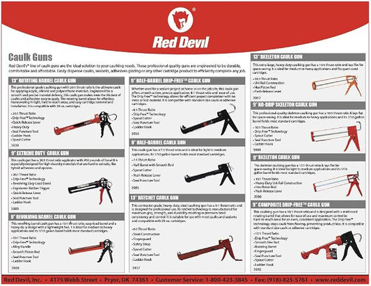 Red Devil 3939 13" Rotating Barrel Caulk Gun - Thrust Ratio 20:1