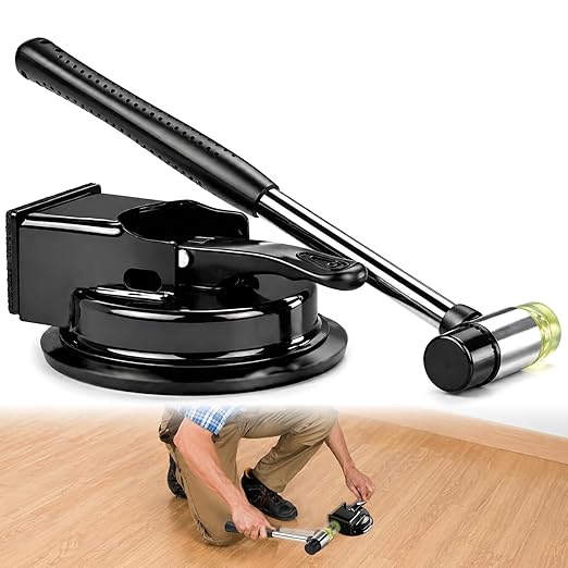 Heavy Duty Floor Gap Fixer, Plank Grabber with Suction Cup for Smooth Surfaces, Vinyl, Wood, Laminate Floor, Perfect for Filling Gaps, Laminate Flooring Tools with Rubber Mallet