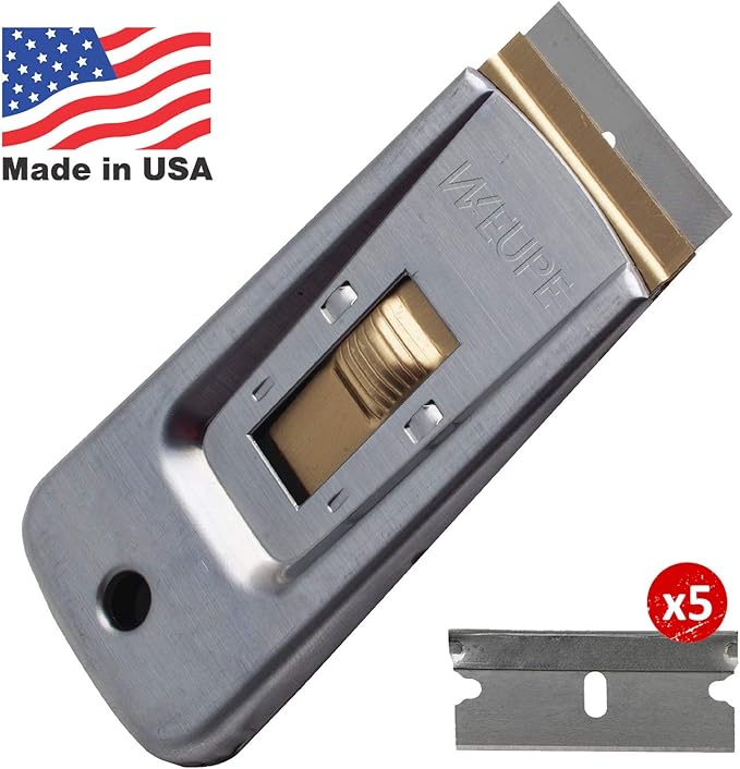 Razor Blade Scraper Tools (Set of 2), Window Scraper, Glass Cooktop Scraper & Paint Scraper, Car Decal, Sticker and Glue Remover Razor Holder with 10 Replaceable Single Edge Blades