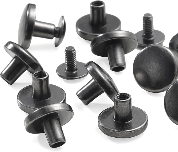 YORANYO 30Sets Chicago Screws Leather Rivets Screw Rivets Metal Studs for Clothing Chicago Binding Screws Spike and Studs for Decorate Repair Shoes Belts Bag Purse Dog Collar Leather Craft (Gunmetal)