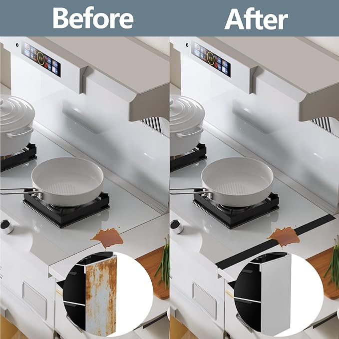 Silicone Stove Counter Gap Cover, 2 Pack 25 inch Heat Resistant Kitchen Stove Counter Silicone Gap Filler Cover Seals Spills Between Counter Stovetop Oven Washer Dryer and Washing Machine
