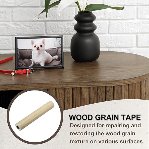 PATIKIL Wood Grain Tape 12" x 32 ft, Self-Adhesive Wood Texture Repair Tape Realistic Wooden Effect Patch for Furniture Cabinets Floor Walls, Yellow Fir