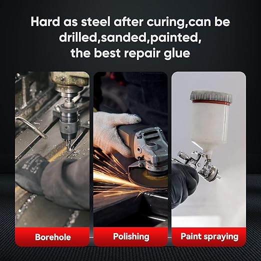 Metal Glue, Heavy Duty 2 Part Epoxy Weld Adhesive, High Strength Waterproof Repair Glue for Metal, Plastic, Ceramic, Fiberglass, Glass, Wood, Automotive, Plumbing, Construction Projects(1.76oz)