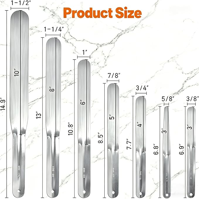 958-G01 7-Piece Caulking Spatula Tool Set, Stainless Steel Caulk Finishing Kit for Bathroom, Window, Door, Silicone Sealant Smoothing (3/8"-1-1/2")