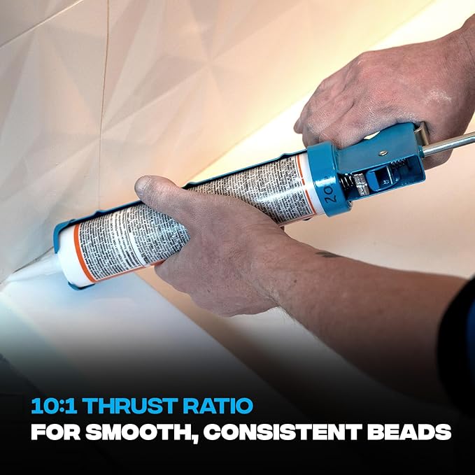 OX 10 oz Drip Free Caulk Gun - 10:1 Thrust Ratio Caulking Gun Tool with Seal Punch and Spout Cutter for Silicone - OX-T046205